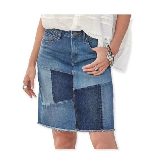 Driftwood Patchwork Jean Denim Saydi Skirt Size 26 - Picture 1 of 9